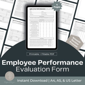 Employee Review, Human Resource, Employee Performance Evaluation Form, Performance Review Template, Performance Appraisal, Fillable PDF