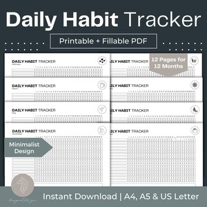 Daily Habit Tracker Daily Routine Planner Monthly Habit Tracker Habit Planner To Do List Planner Habit Tracker Printable Habits Tracker