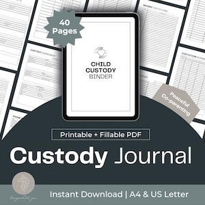 Custody Journal, Custody Binder, Custody Planner, Child Custody, Child Custody Log Book, High Conflict Custody Binder Fillable, Co Parenting