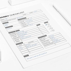 Nanny Checklist.pdf Nanny Checklist Printable | Babysitter Info Sheet, Childcare Planner ...