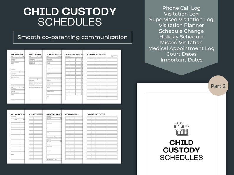 Printable Child Custody Binder Child Custody Planner Fillable PDF Co ...