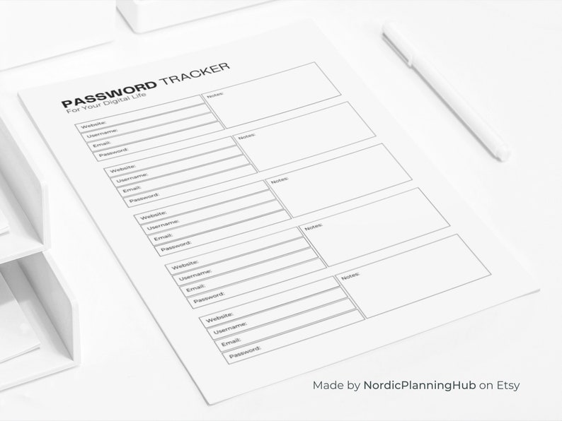 Password Tracker Printable | Fillable PDF, A4 A5 Letter (digital ...