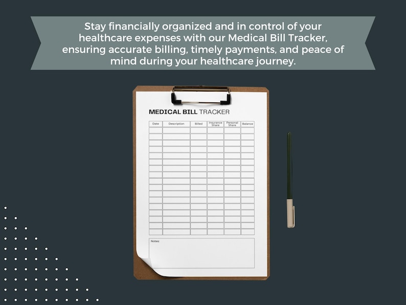 Printable Medical Bill Tracker Fillable PDF Bill Payment Checklist ...