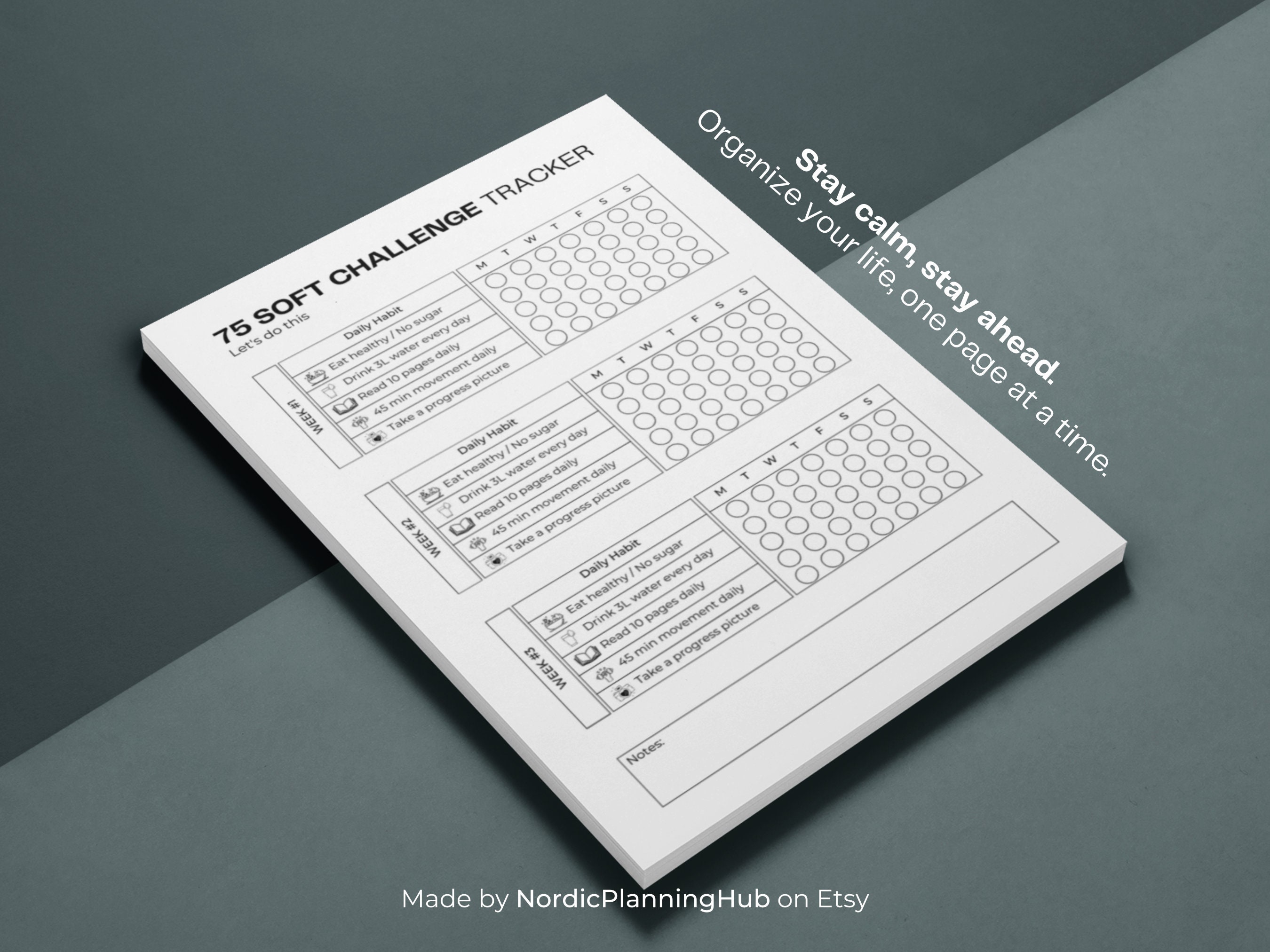 75 Soft Challenge Tracker Printable Fitness Habit Tracker Fillable PDF ...