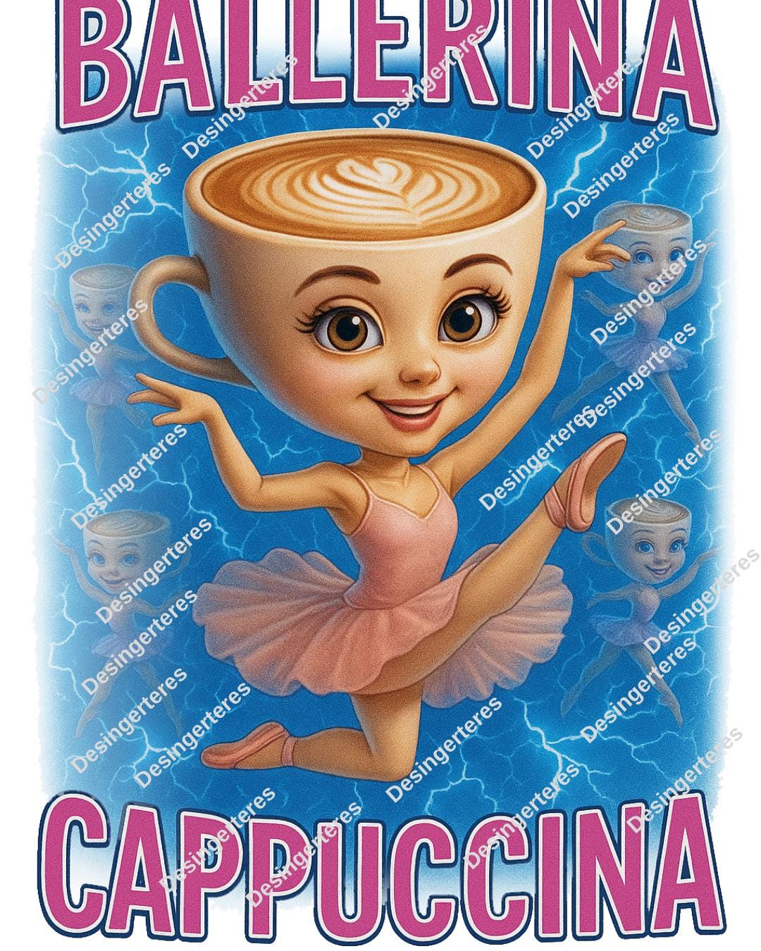Ballerina Cappuccina Clipart, Ballet Coffee Design (digital