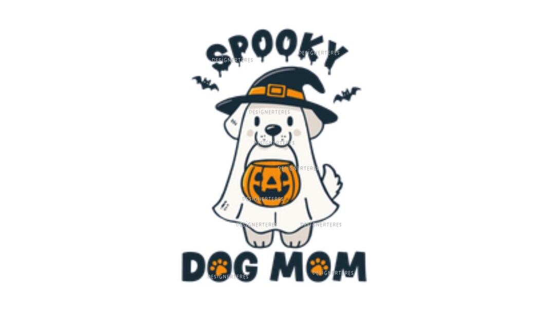 Spooky Dog Mom Halloween PNG | Cute Ghost Dog With Pumpkin | Halloween ...