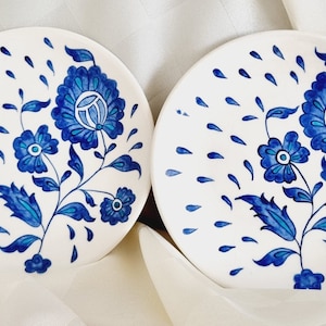 Traditional Tile Plate,Mantel Decor,Unique Home Decoration,Blue Ceramic Plate,Lotus Pattern Serving Plates,Dual Glazed Tile Plate,iznik Tile
