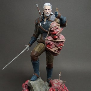 Geralt of Rivia Figurine - Hand Painted 3d Print Statue - Witcher 3