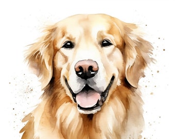 10 Golden Retriver Watercolor Clip Art | JPG files Clip Art | Digital Download, Card Making, Journaling, Calendar, T-shirt