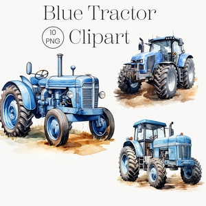 Blauwe trekker Clipart | 10 transparante PNG van hoge kwaliteit | Boerderij trekker clipart trekker clip art boerderij aquarel digitale kunst boerderij ambacht