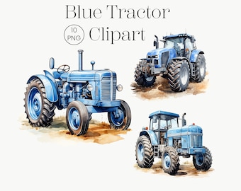 Blue Tractor Clipart | 10 High Quality Transparent PNG | Farm Tractor Clipart Tractor Clip Art Farm Watercolor Digital Art Farm Craft