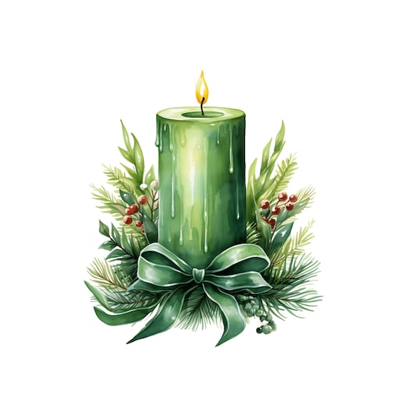 Weihnachten Kerze Clipart, 10 JPG grüne Kerze Clipart, Frohe Weihnachten digitaler Download Karte machen digitale Papier Handwerk Weihnachten Dateien