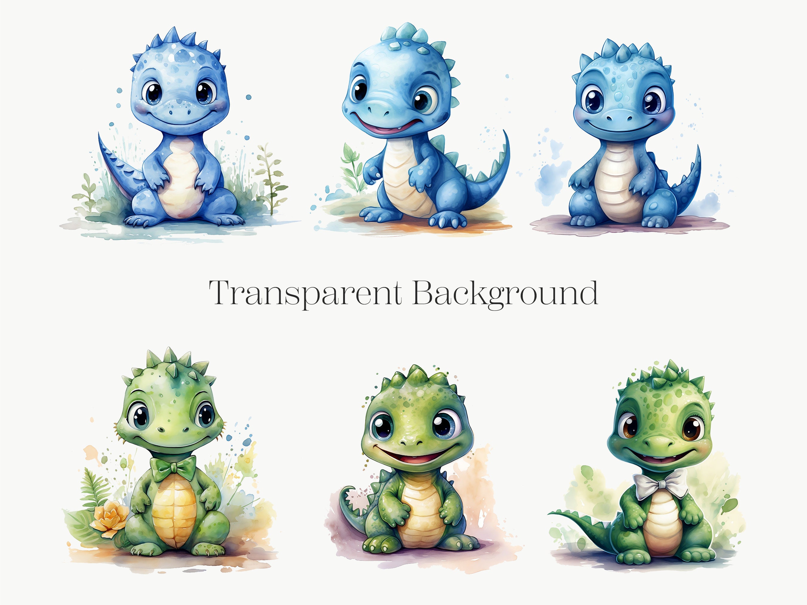 Cute Dino Watercolor Clipart | 10 Dinosaur Baby Showers Transparent PNG ...