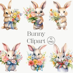 Coniglietto di Pasqua / 10 PNG / Clipart coniglietto, Clipart di Pasqua Primavera Clipart Download digitale Carta digitale, Stampe digitali, Licenza commerciale