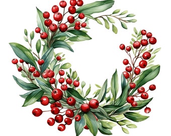 Christmas Wreath Clip Art | 10 JPG | Greenery Wreath JPG Christmas Mistletoe Wreath Festive Clipart Christmas Clipart Greenery Border jpg