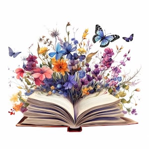 Florale magische Bücher Aquarell 10 ClipArt | PNG-Dateien ClipArt | Digitaler Download, Kartengestaltung, Journaling, Kalender, T-Shirt