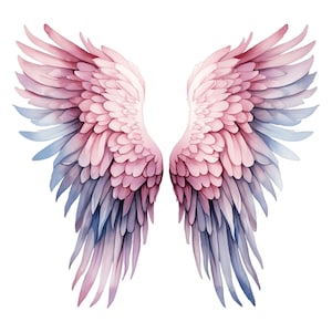 Aquarelle Angel Angel Wings Сlip art Wings Parfait pour les albums, l’art mural, les cartes, les journaux, la décoration, le téléchargement instantané, l’utilisation commerciale