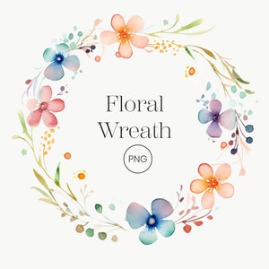 Aquarell Frühlingskranz | Transparente PNG Bunte Blumenkranz Clipart Aquarell Pastell Blumen Hochzeit Clipart Wilde Blumen Clipart