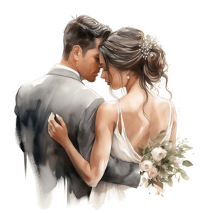 Boda novia y novio espalda clipart, 10 JPG pareja clipart boda día clip art, recién casados clipart novia y novio licencia comercial