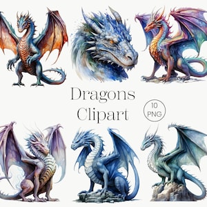 Dragons Clipart Bundle | 10 PNG |  Dragon PNG Dragon Commercial Use Dragon Fantasy Art Dragon Printable Art Dragon Cricut Art Dragons