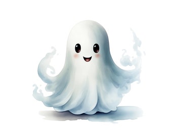 Cute Ghost Clipart | Watercolor Halloween Art (Digital Download)