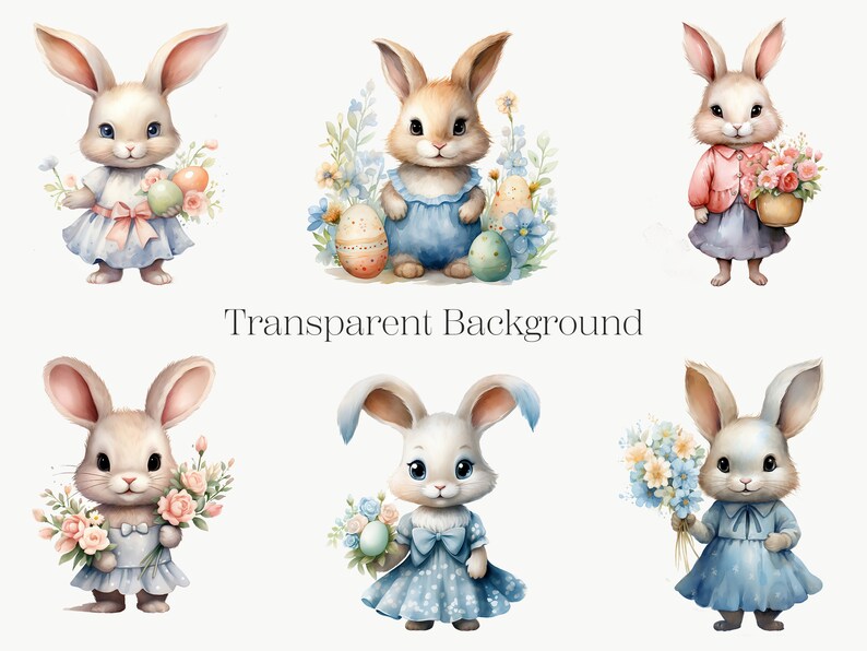 Watercolor Easter Bunny Clipart | 10 PNG | Easter Clipart Spring ...