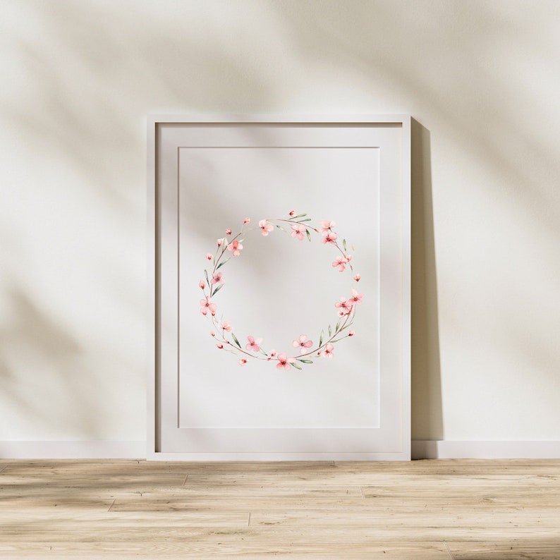 Watercolor Floral Wreath Clipart: Pink Flowers PNG (digital Download ...