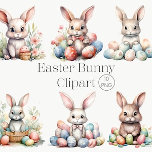 Lapin de Pâques Clipart 10 PNG Lapin Clipart, Clipart aquarelle imprimable de haute qualité PNG Téléchargement numérique Paper Craft Junk Journals