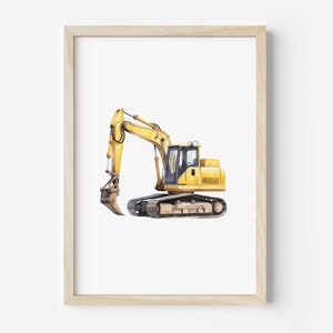 Excavator Wall Art, Printable Digger Print, Excavator Poster, Digger Wall Art, Construction Prints, Boys Room Wall Art, Digital Download