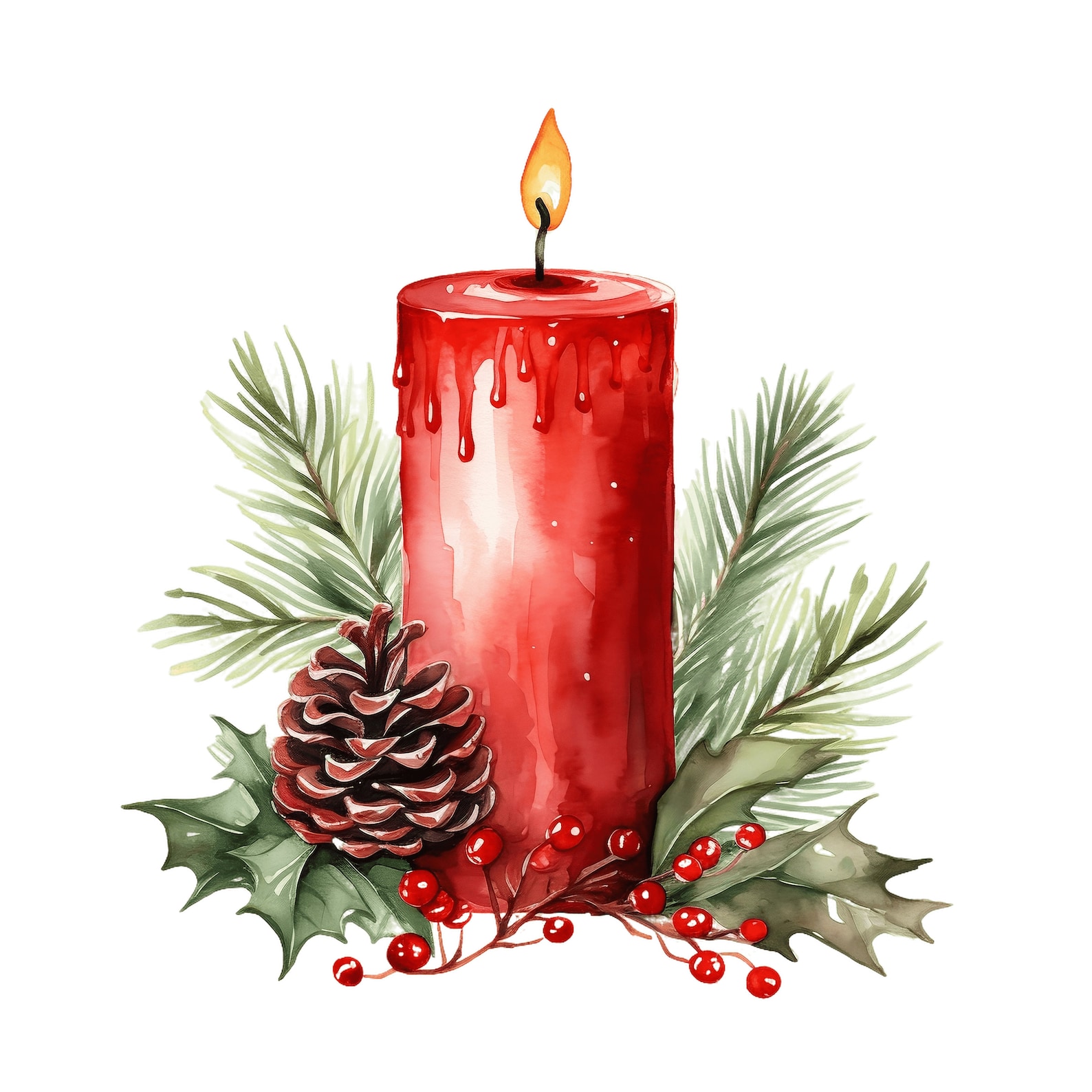 Christmas Candle Clipart, 10 JPG Red Candle Clipart, Merry Christmas ...