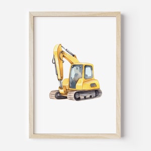 Digger Wall Art, Printable Excavator Print, Excavator Poster, Digger Wall Art, Construction Prints, Boys Room Wall Art, Digital Download