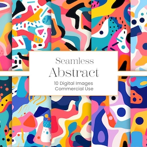 Papel digital com formas abstratas modernas | 10JPG | Padrões, padrões geométricos modernos da moda, padrões de fundo sem costura abstratos pós-modernos