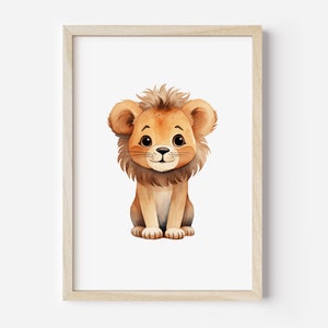 Baby Lion Wall Art | Printable Neutral Animal Nursery Boho Prints, Lion Safari Animal, Jungle Nursery Decor Digital Download