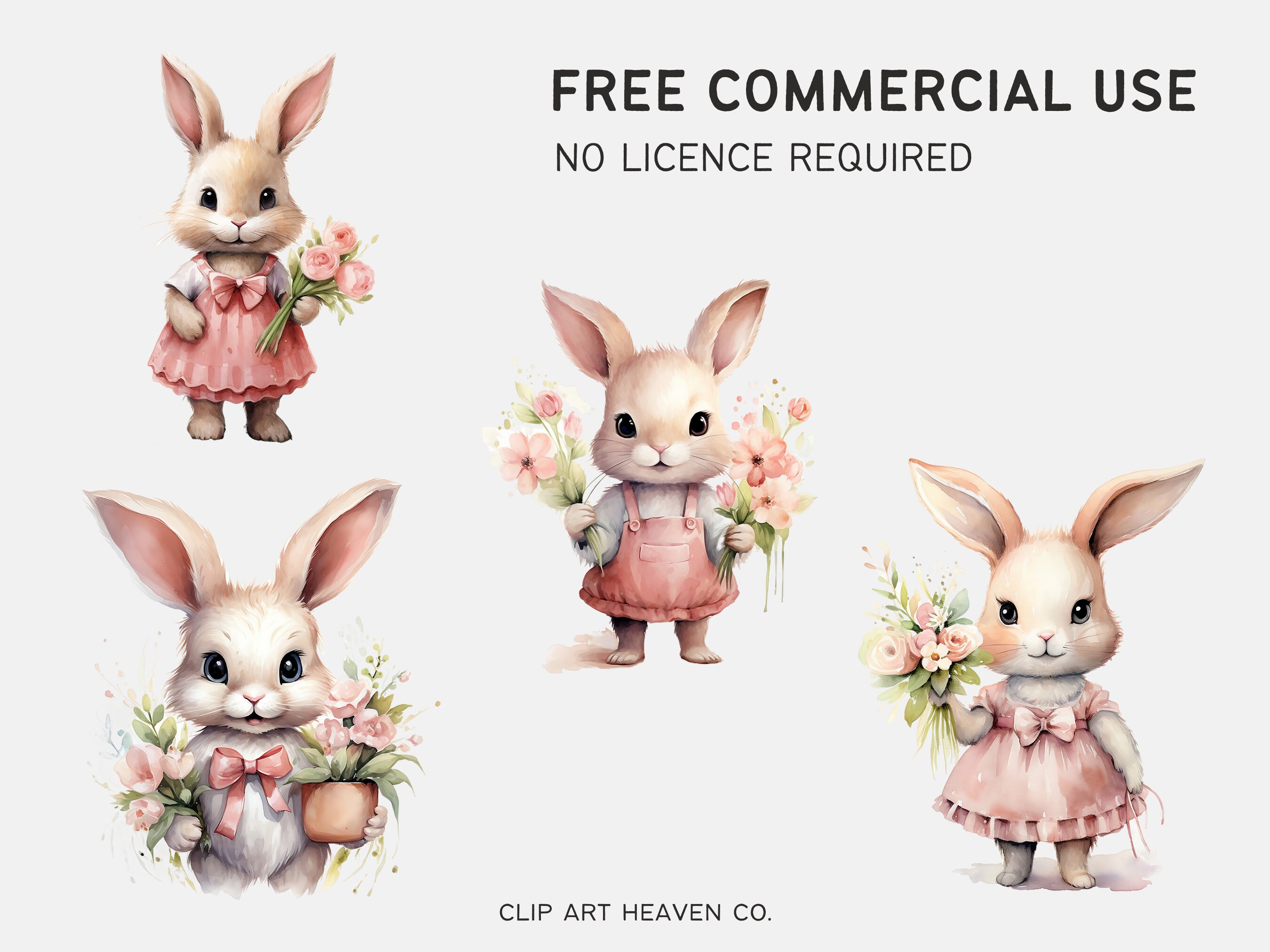 Watercolor Easter Bunny Clipart | 10 PNG | Easter Clipart Spring ...