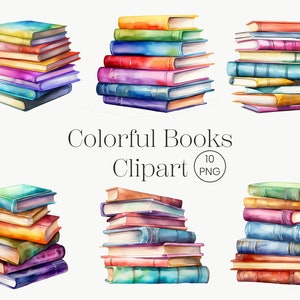Watercolor Books Clipart | 10 PNG | Book Reading Education Illustrations Painted Book Clipart PNG Graphics Commercial Use Instant Download