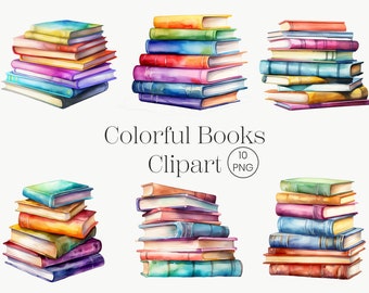 Watercolor Books Clipart | 10 PNG | Book Reading Education Illustrations Painted Book Clipart PNG Graphics Commercial Use Instant Download