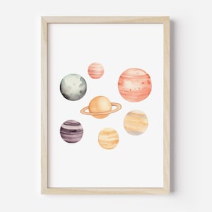 Planets Print, Printable Space Poster, Solar System Educational Space Wall Art Outer Space Classroom Decor, Kids Room Decor Digital Download