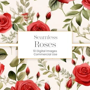 Seamless Roses Printable Paper | 10 JPG | Vintage Roses Seamless Background Shabby Chic Floral Digital Download Vintage Scrapbook