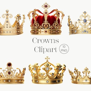 Gouden kronen clipart | 10 Transparante PNG | Gouden kroon kroon koninklijke kronen bundel scrapbook kronen clipart sublimatie PNG digitale download