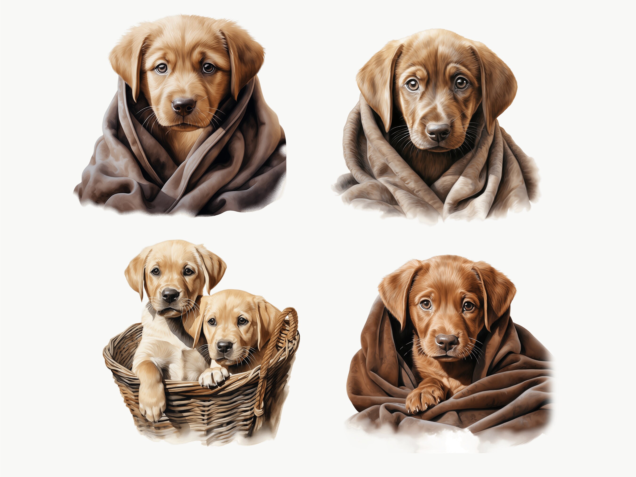 Watercolor Labrador Puppy Clipart | Cute Dog PNG (10 Files) - Etsy