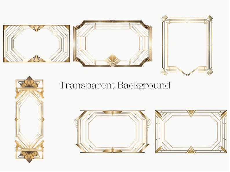 Gold Art Deco Frames Clipart: Vintage PNG (digital Download) - Etsy
