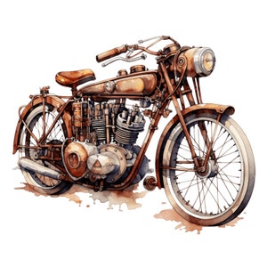 Steampunk Motorcycle Clipart, 10 motociclette JPG Steampunk Art, motociclette vintage, clipart scrapbook, sublimazione, download digitale