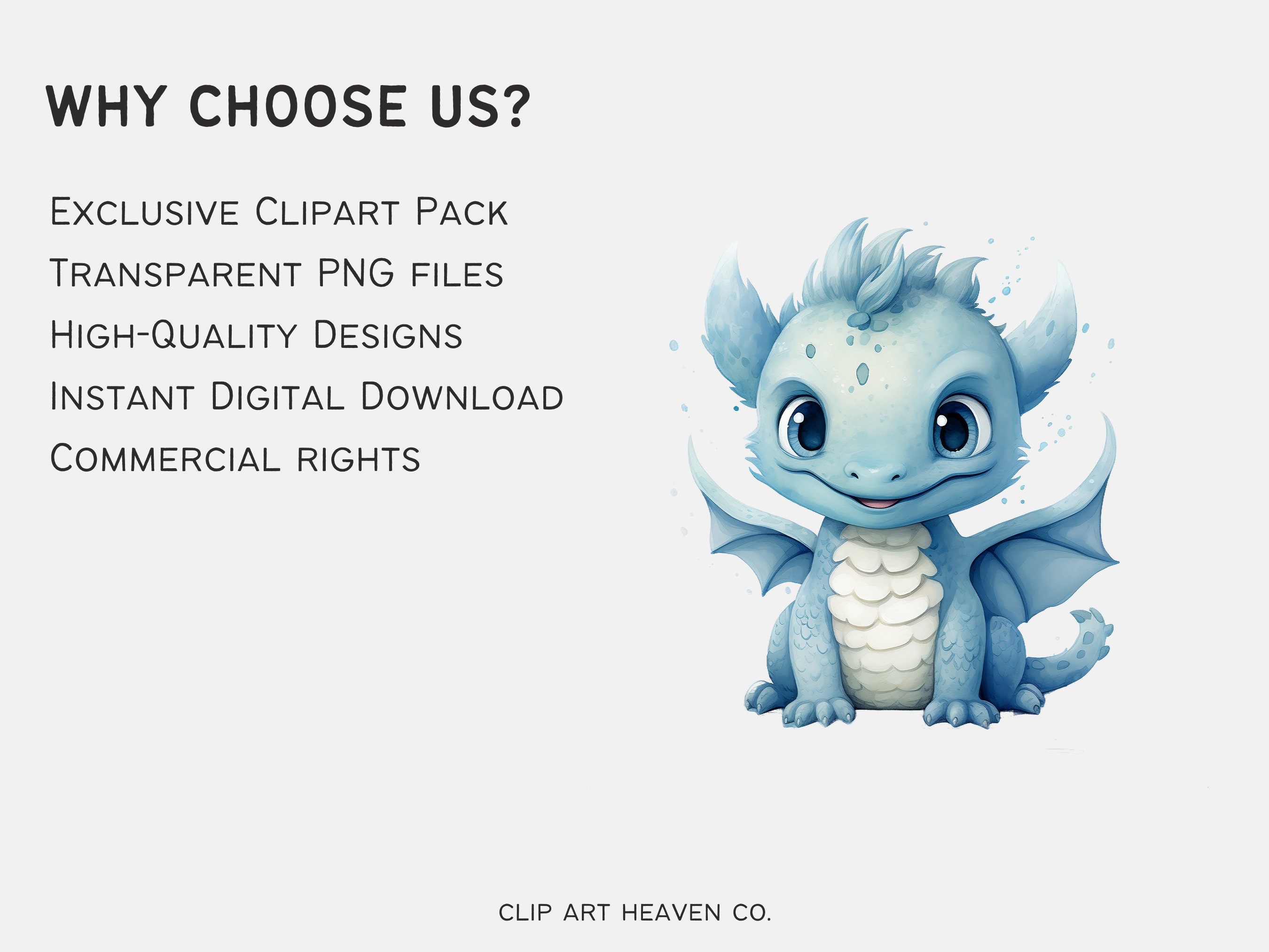 Cute Baby Dragon Clipart | 10 PNG | Watercolor Fantasy Dragon Clipart ...