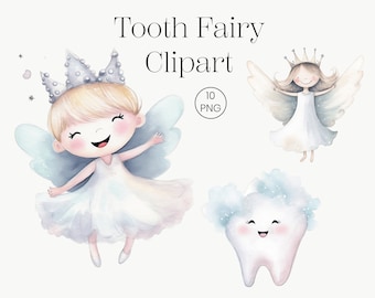 Watercolor Tooth Fairy Clipart | Fairytale PNG Graphics (Digital Download)