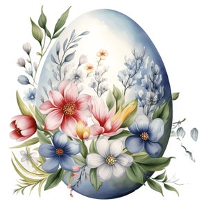 Floral Eggs Watercolor Clipart | 10 Jpgs | Easter Egg Jpg Art, Floral ...