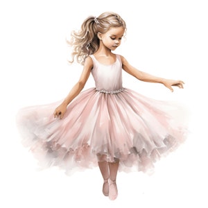 Little Girl Ballerina Clipart 10 JPG Cute Pink Ballet Dancer Printable Watercolor clipart High Quality JPG Digital download Paper craft