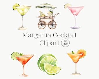 Margarita Cocktail Clipart: Realistic Summer Drink PNG Set (Digital Download)