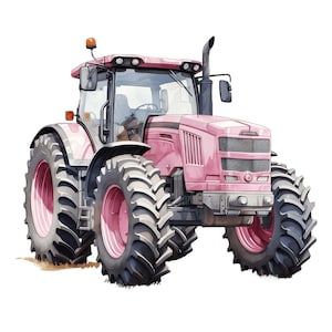 Rosa Traktor Clipart | 10 hochwertige JPG | Bauernhof Traktor Clipart Traktor Clip Art Bauernhof Aquarell Digitale Kunst auf dem Bauernhof Handwerk