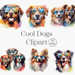 Cool Dogs Clipart, 10 Transparent PNG, Nursery Art, Digital Download, Card Making, Dogs Clipart, Paper Craft