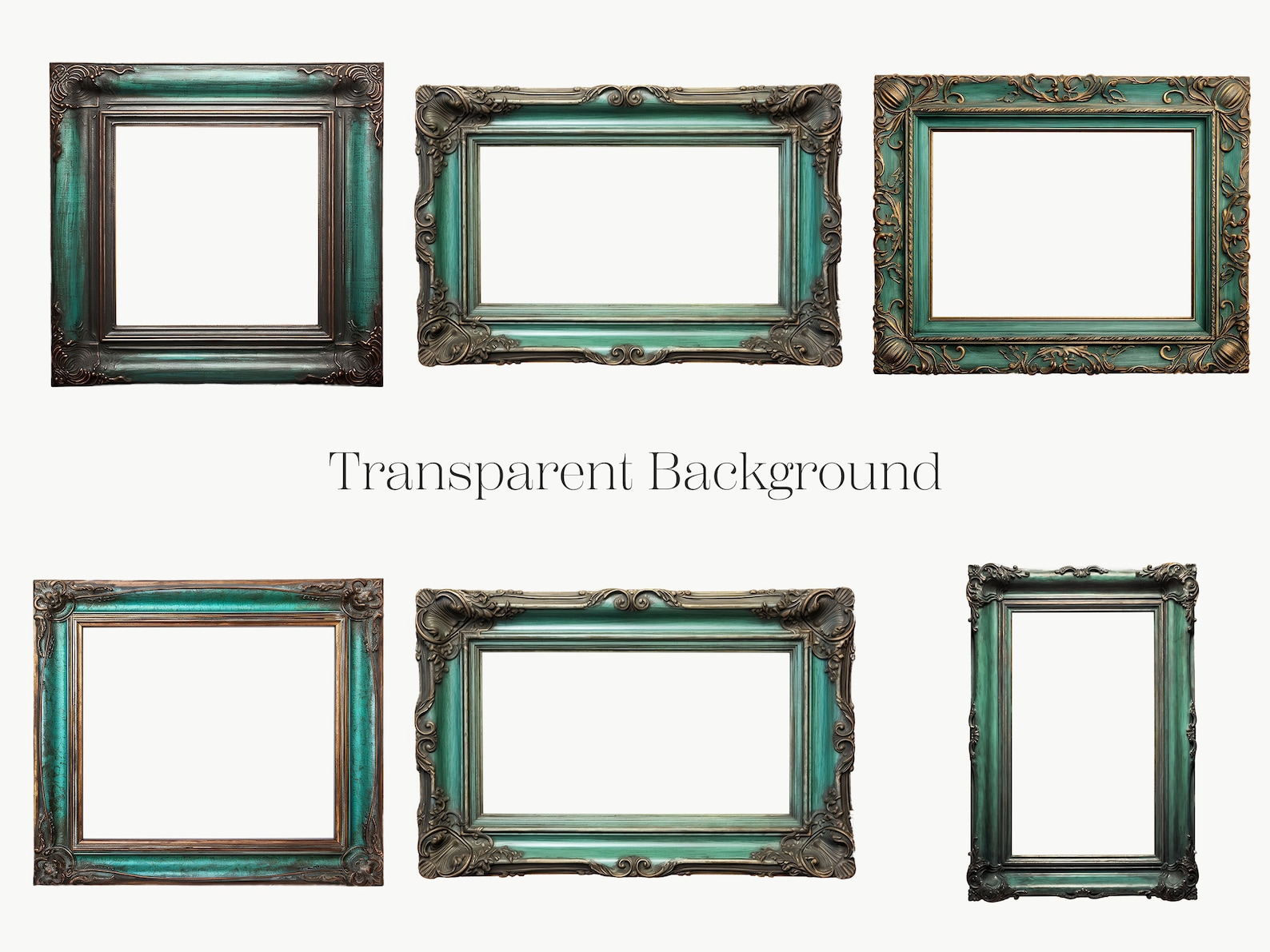 Patina Frames Clipart 10 PNG Rococo and Baroque Vintage Frames Mockup ...